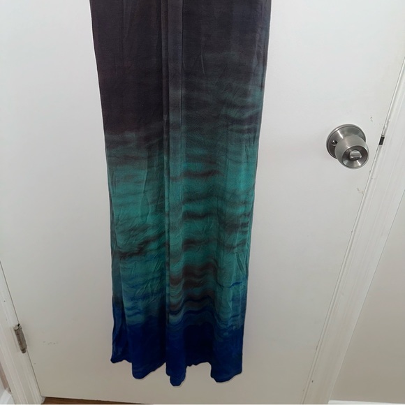 Brown, green, blue tie dye maxi dress Michelle Jonas small - Picture 3 of 9